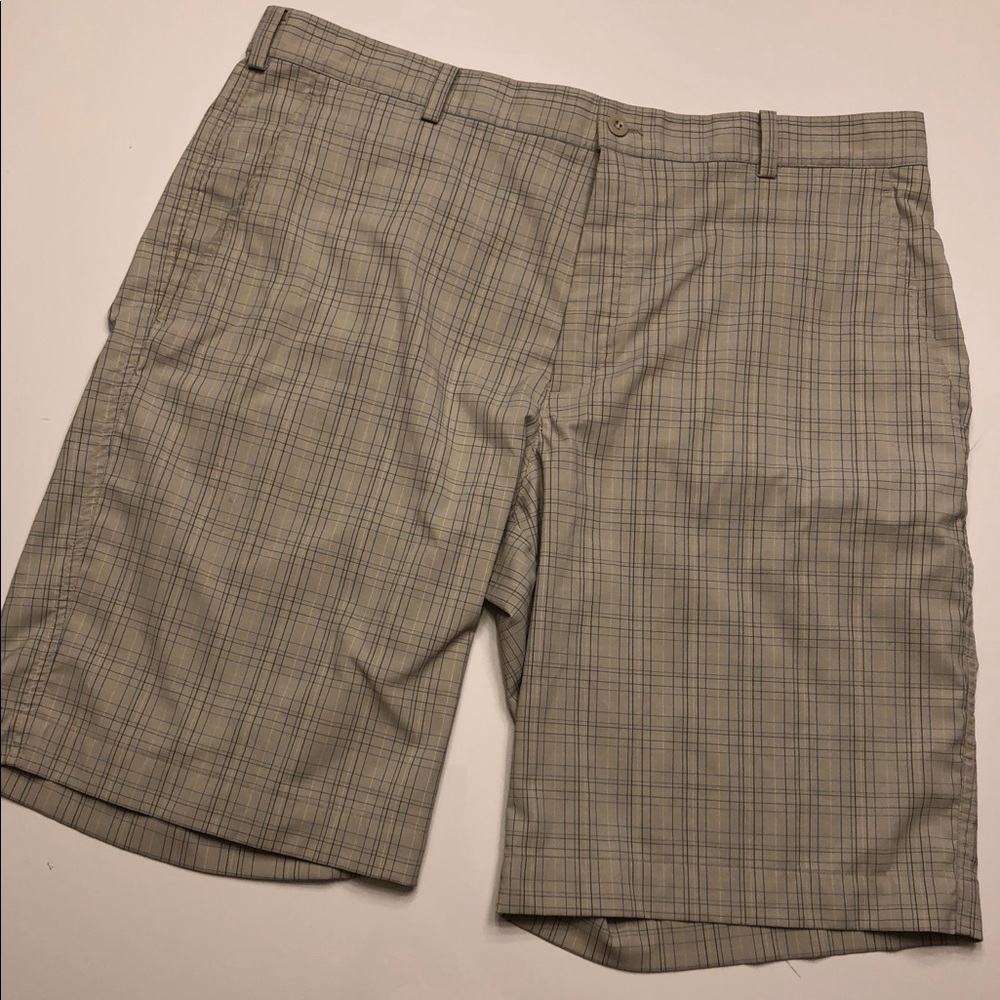 Light Gray and Blue, Plaid, Nike Golf Shorts.